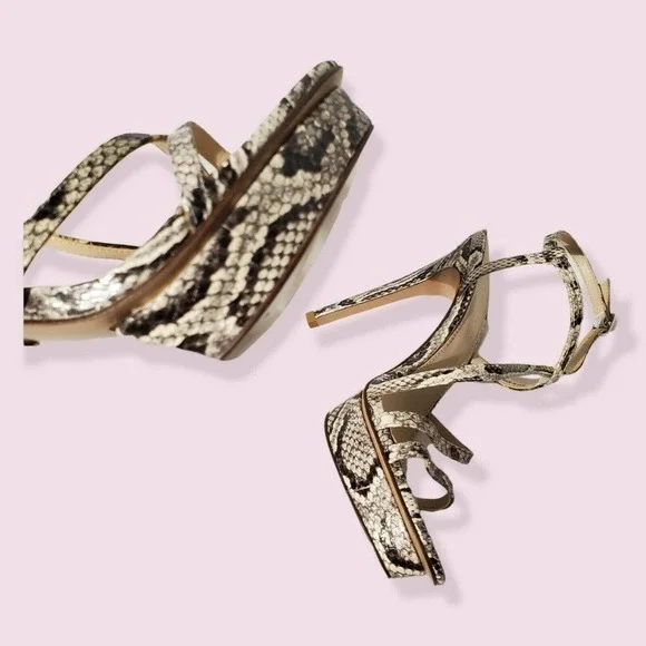 PELLE Moda Sandals Olya Sandal In Black White Snake Print Size 8 - Picture 5 of 11